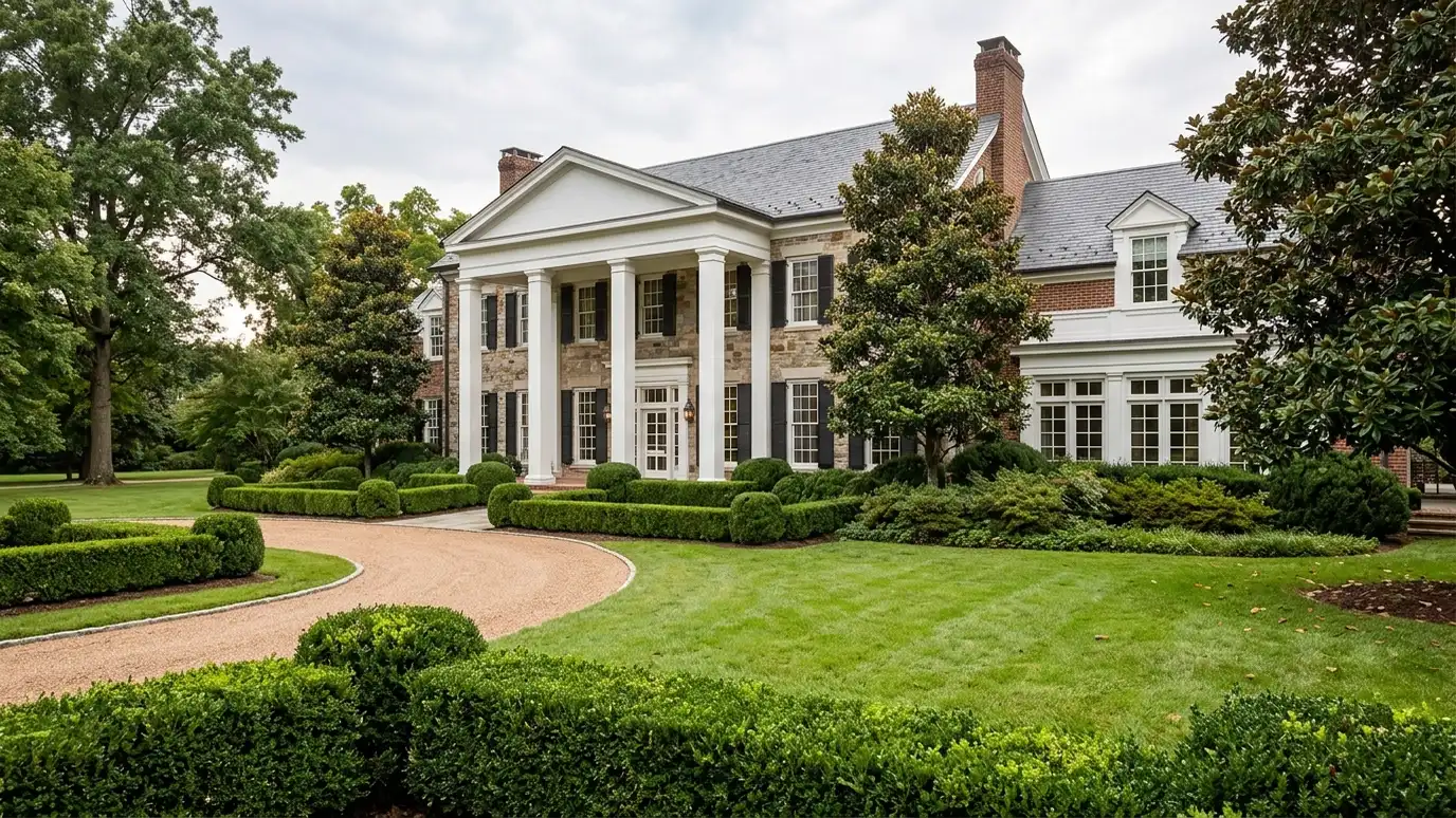 A well-kept home in Belle Meade, Tennessee with clean windows on a quiet street