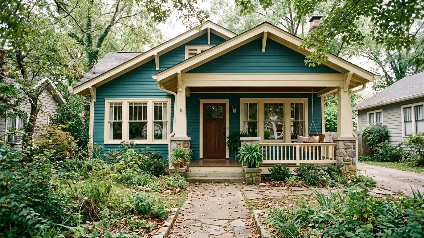 A well-kept home in East Nashville, Tennessee with clean windows on a quiet street